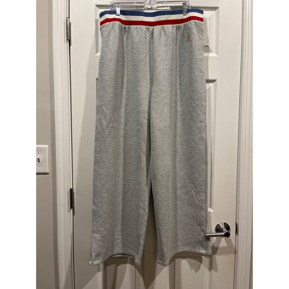 Champion Gray Wide Leg Snap Side Sweatpants XXL Striped Waist CPW254PA11